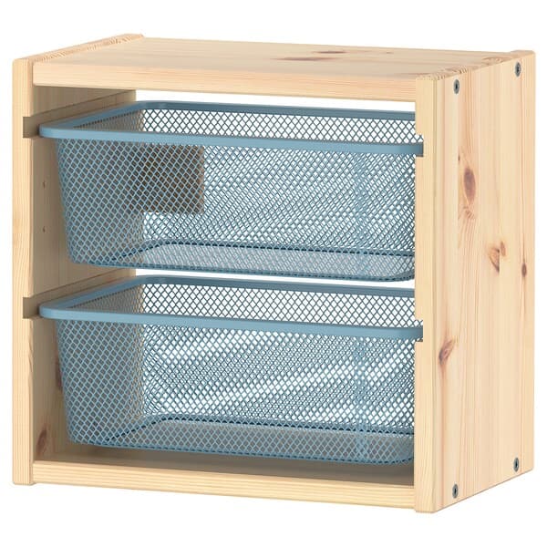 TROFAST - Wall element, pine with white/grey-blue stain, , 32x21x30 cm