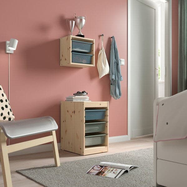 Ikea TROFAST - Wall element, pine with white/grey-blue stain, , 32x21x30 cm