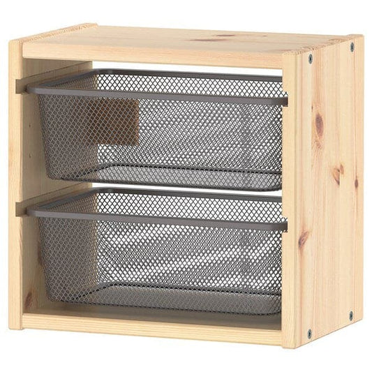 TROFAST - Wall storage, light white stained pine/dark grey, 32x21x30 cm - best price from Maltashopper.com 99525594