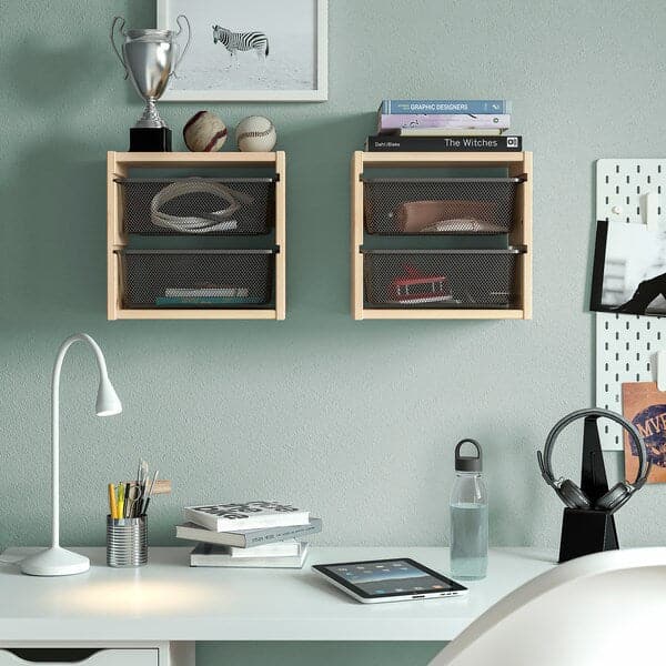 TROFAST - Wall storage, light white stained pine/dark grey, 32x21x30 cm - best price from Maltashopper.com 99525594