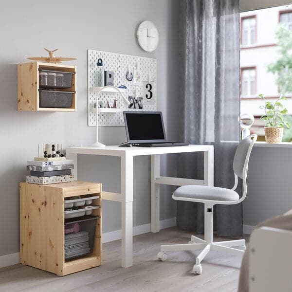 Ikea TROFAST - Wall storage, light white stained pine/dark grey, 32x21x30 cm