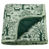 TROLLDOM quilted blanket, forest animal pattern/green, 96x96 cm