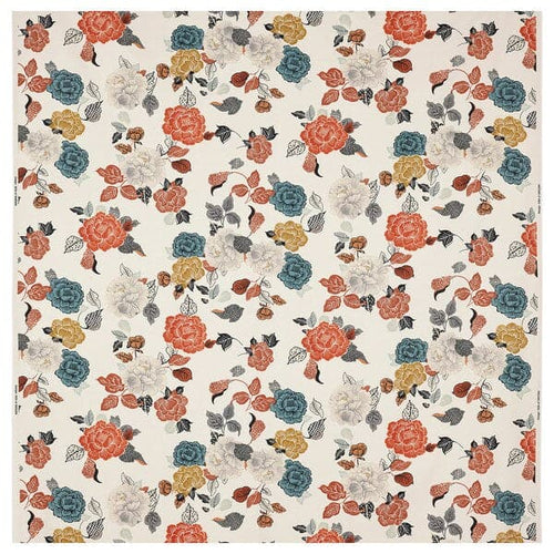 TROLLMAL - Fabric, natural/flower patterned, 150 cm