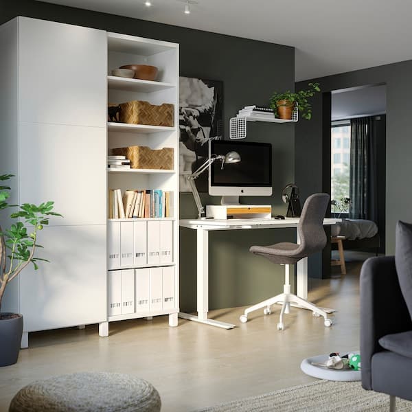 Ikea TROTTEN - Underframe sit/stand f table top, white, 120/160 cm