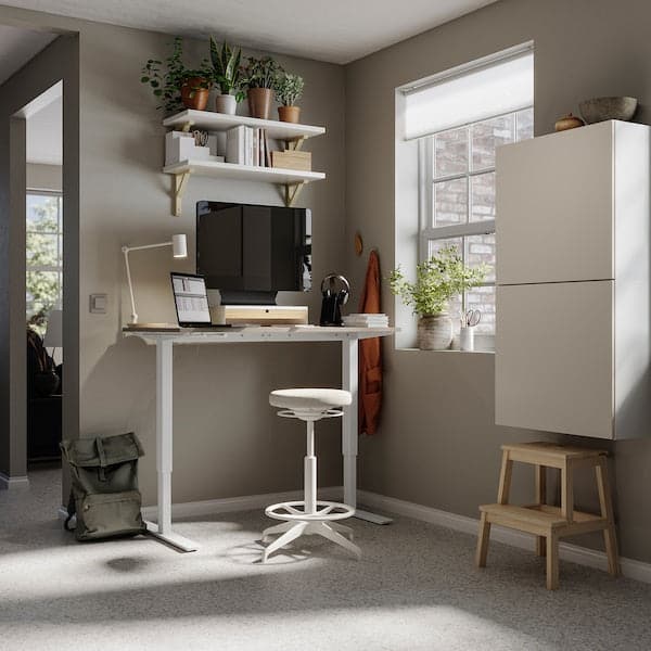 Ikea TROTTEN - Underframe sit/stand f table top, white, 120/160 cm