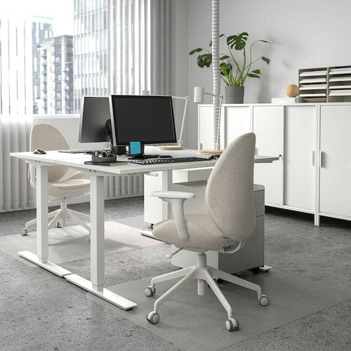 TROTTEN - Underframe sit/stand f table top, white, 120/160 cm