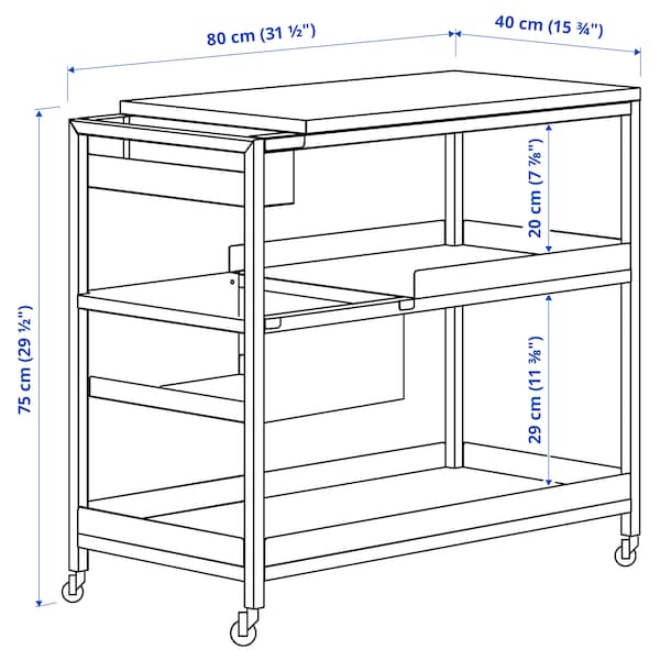 Ikea TROTTEN - Trolley, white, 80x40 cm