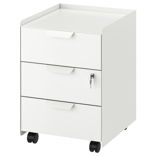 Ikea TROTTEN - Drawer unit w 3 drawers on castors, white