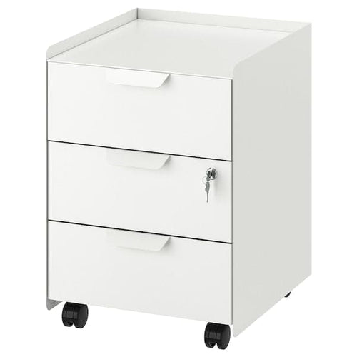 TROTTEN - Drawer unit w 3 drawers on castors, white