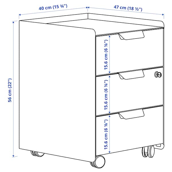 TROTTEN - Drawer unit w 3 drawers on castors, white - best price from Maltashopper.com 80485098