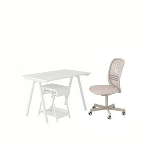 Ikea TROTTEN / FLINTAN - Writing desk / storage element and swivel chair white/beige ,