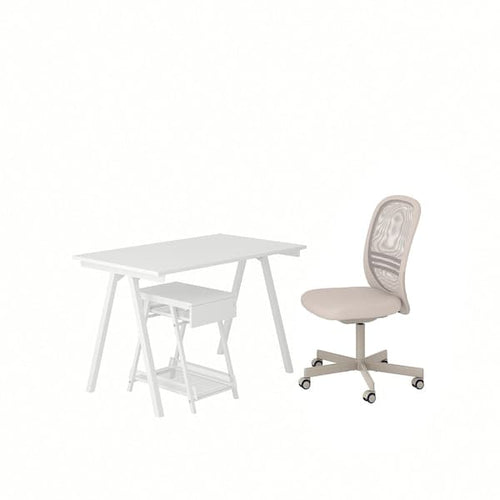 TROTTEN / FLINTAN - Writing desk / storage element and swivel chair white/beige ,