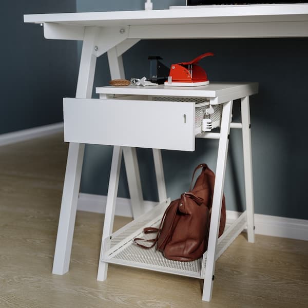 Ikea TROTTEN / FLINTAN - Writing desk / storage element and swivel chair white/beige ,
