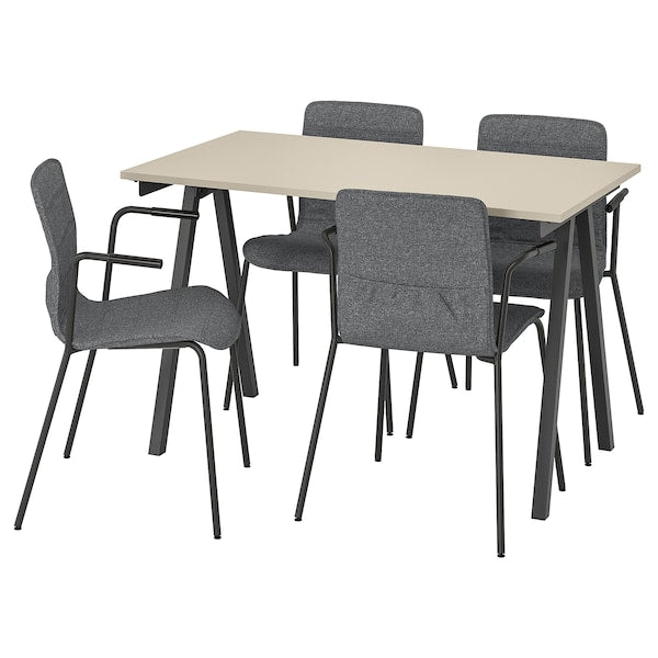 TROTTEN / LÄKTARE - Meeting table and chairs, anthracite beige/smoke grey,120x70 cm - best price from Maltashopper.com 29552543