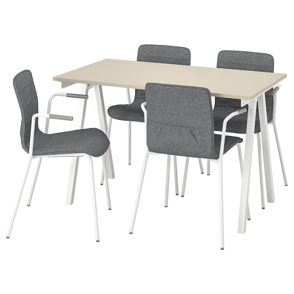 TROTTEN / LÄKTARE - Meeting table and chairs, beige white/smoke grey,120x70 cm - best price from Maltashopper.com 59552551