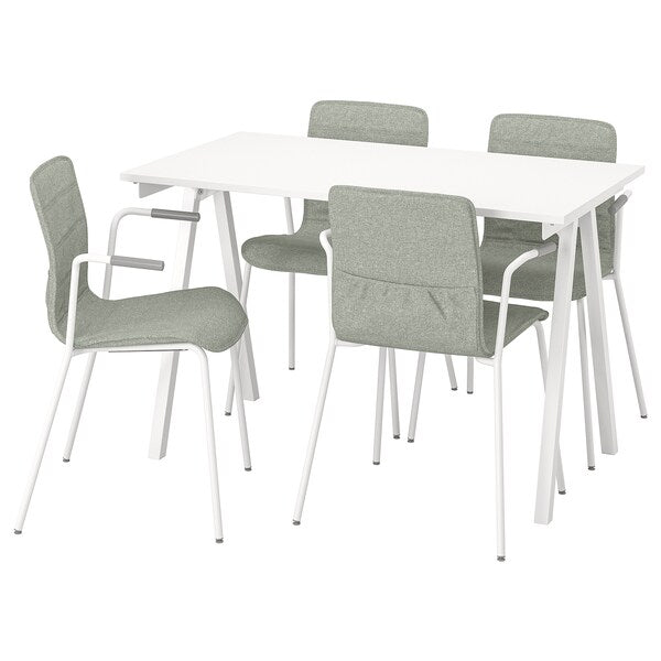 TROTTEN / LÄKTARE - Meeting table and chairs, white/light green,120x70 cm - best price from Maltashopper.com 69552541
