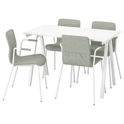 TROTTEN / LÄKTARE - Meeting table and chairs, white/light green,120x70 cm