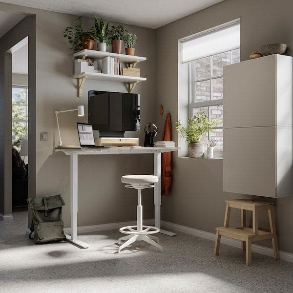 TROTTEN/LIDKULLEN / BESTÅ/LAPPVIKEN - Beige/white desk/container element and swivel chair