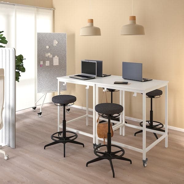 Ikea TROTTEN/LIDKULLEN - Table and stool for active sitting, white/dark grey ,