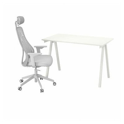 TROTTEN / MATCHSPEL - Desk and chair, white/light grey , - best price from Maltashopper.com 49537698