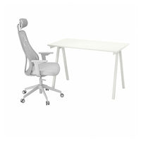 TROTTEN / MATCHSPEL desk and chair, white/light grey