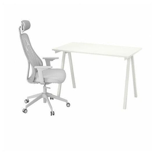 Ikea TROTTEN / MATCHSPEL - Desk and chair, white/light grey ,