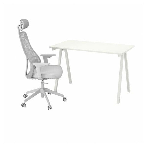 TROTTEN / MATCHSPEL - Desk and chair, white/light grey ,