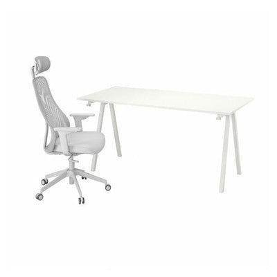 TROTTEN / MATCHSPEL - Desk and chair, white/light grey , - best price from Maltashopper.com 79537786