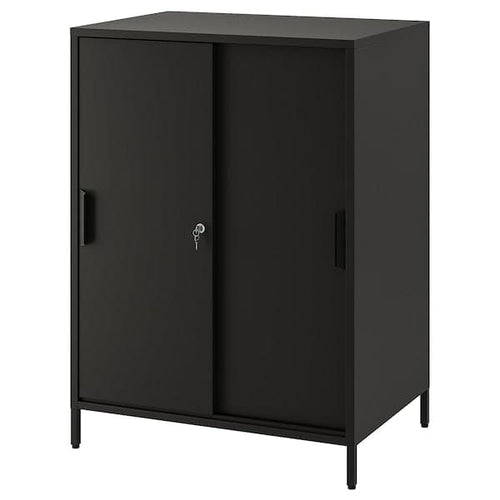 TROTTEN - Cabinet with sliding doors, anthracite, 80x55x110 cm