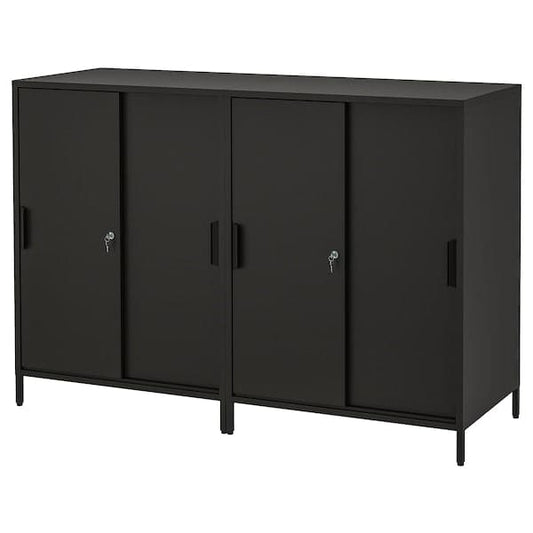 TROTTEN - Cabinet with sliding doors, anthracite, 160x110 cm - best price from Maltashopper.com 19429657
