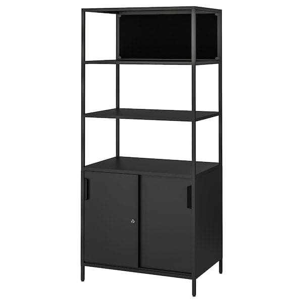 TROTTEN - Cabinet with sliding doors, anthracite, 80x55x180 cm - best price from Maltashopper.com 80474839