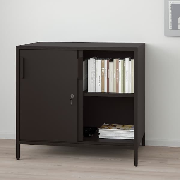 Ikea TROTTEN - Cabinet with sliding doors, anthracite, 80x55x75 cm