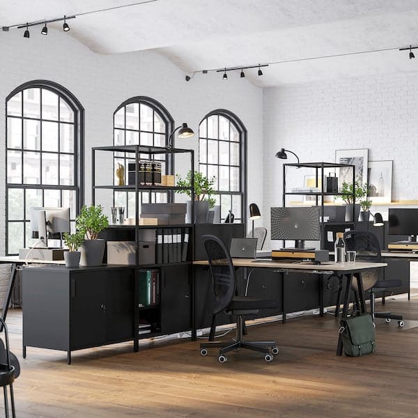 Ikea TROTTEN - Cabinet with sliding doors, anthracite, 80x55x180 cm