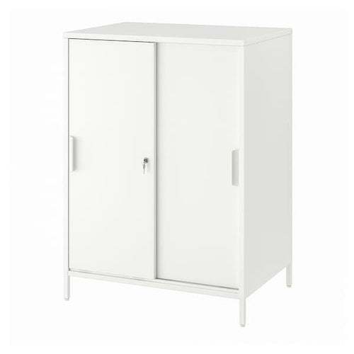 TROTTEN - Cabinet with sliding doors, white, 80x55x110 cm