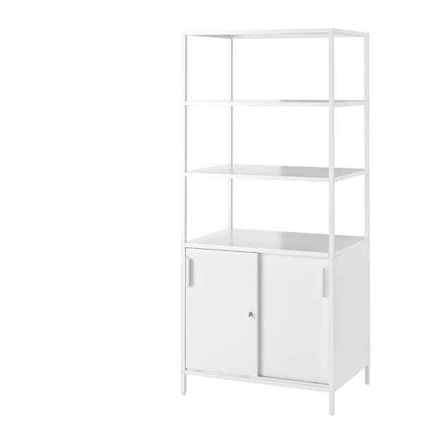 TROTTEN - Cabinet with sliding doors, white, 80x55x180 cm