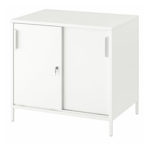 TROTTEN - Cabinet with sliding doors, white, 80x55x75 cm