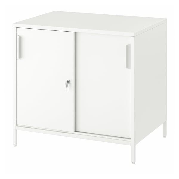 TROTTEN - Cabinet with sliding doors, white, 80x55x75 cm