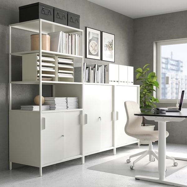 Ikea TROTTEN - Cabinet with sliding doors, white, 80x55x110 cm
