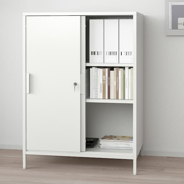 TROTTEN - Cabinet with sliding doors, white, 80x55x110 cm - best price from Maltashopper.com 60474760
