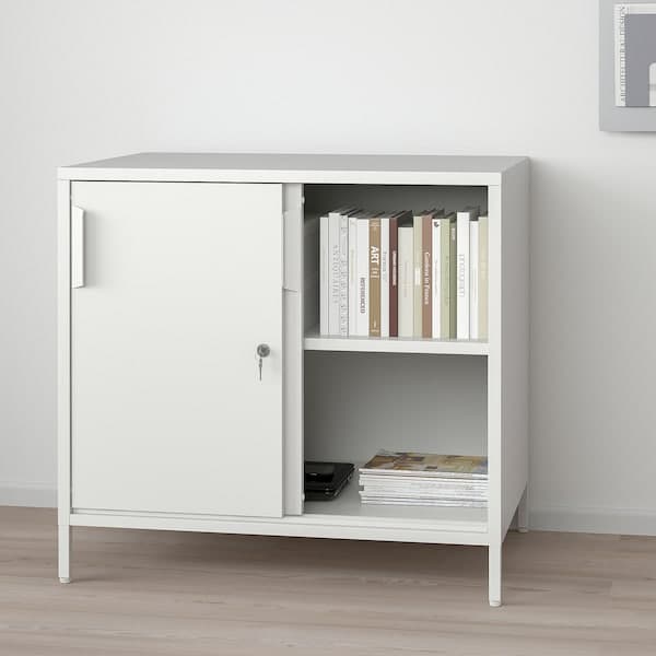 TROTTEN - Cabinet with sliding doors, white, 80x55x75 cm - best price from Maltashopper.com 40474761