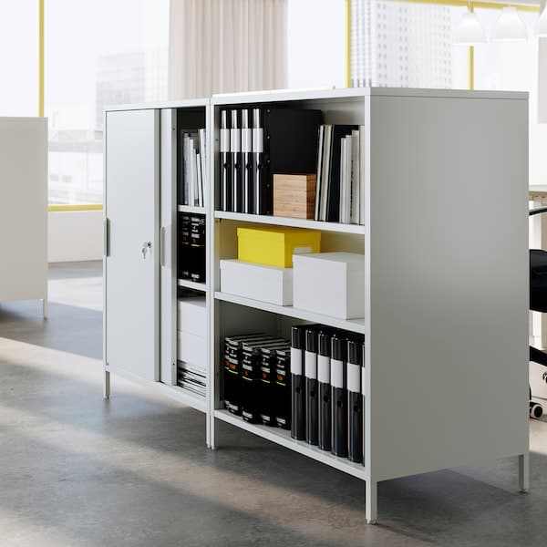 Ikea TROTTEN - Cabinet with sliding doors, white, 80x55x110 cm