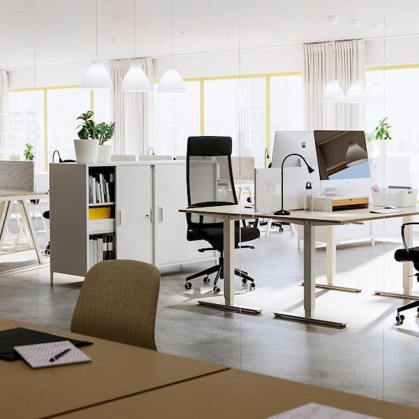 Ikea TROTTEN - Cabinet with sliding doors, white, 80x55x110 cm