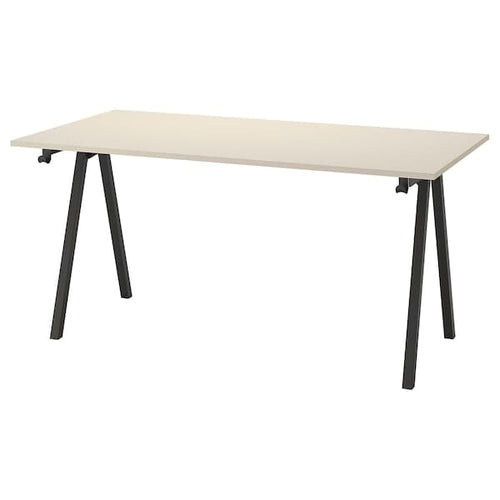 TROTTEN - Desk, beige/anthracite, 160x80 cm