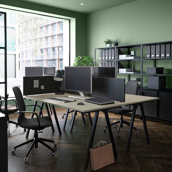 TROTTEN - Desk, beige/anthracite, 120x70 cm - best price from Maltashopper.com 09429568