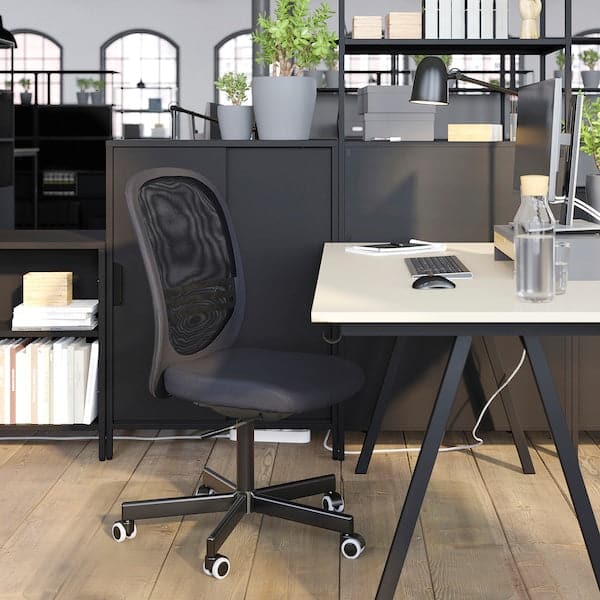 TROTTEN - Desk, beige/anthracite, 160x80 cm - best price from Maltashopper.com 69429565
