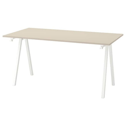 TROTTEN - Desk, beige/white, 160x80 cm