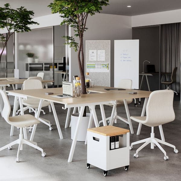 TROTTEN - Desk, beige/white, 160x80 cm - best price from Maltashopper.com 69434270