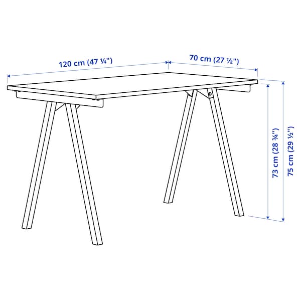 Ikea TROTTEN - Desk, white/anthracite, 120x70 cm