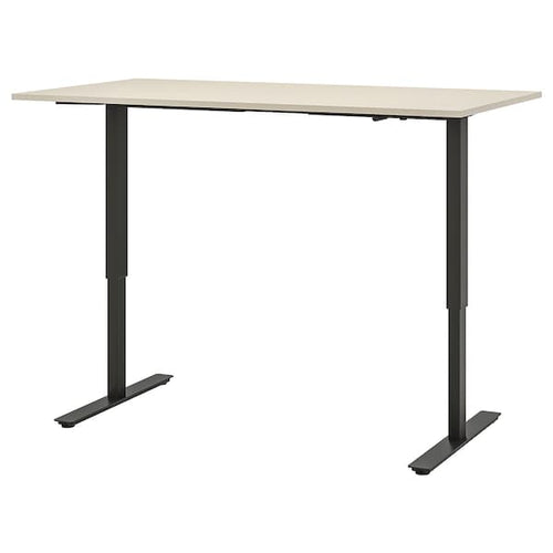 TROTTEN - Desk sit/stand, beige/anthracite, 160x80 cm