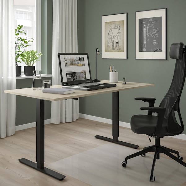 TROTTEN - Desk sit/stand, beige/anthracite, 160x80 cm - best price from Maltashopper.com 19429596